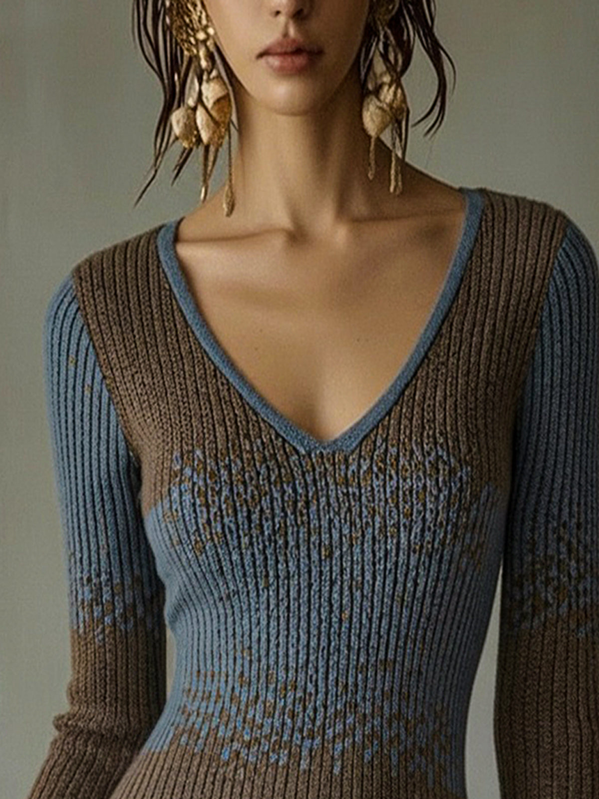 CELESTINA | Abito MINI DE PUNTO MULTICOLOR CON RIBETE DE VOLANTES DE ENCAJE