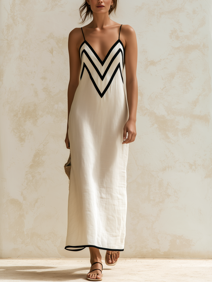 Marisa | Abito Lungo Chevron con Contraste