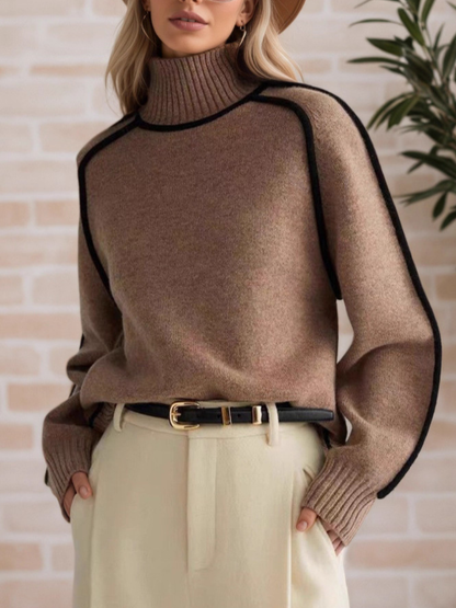 Donna | Maglione con collo alto e profili a contrasto - Alessia Velluti