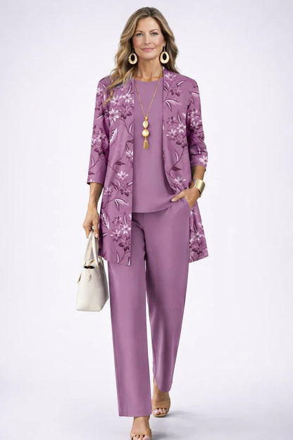 Completo tre pezzi con cardigan lungo fantasia - Alessia Velluti