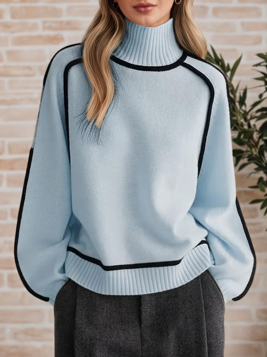 Donna | Maglione con collo alto e profili a contrasto - Alessia Velluti