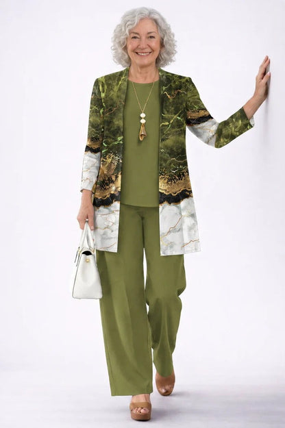 Completo tre pezzi con cardigan lungo fantasia - Alessia Velluti