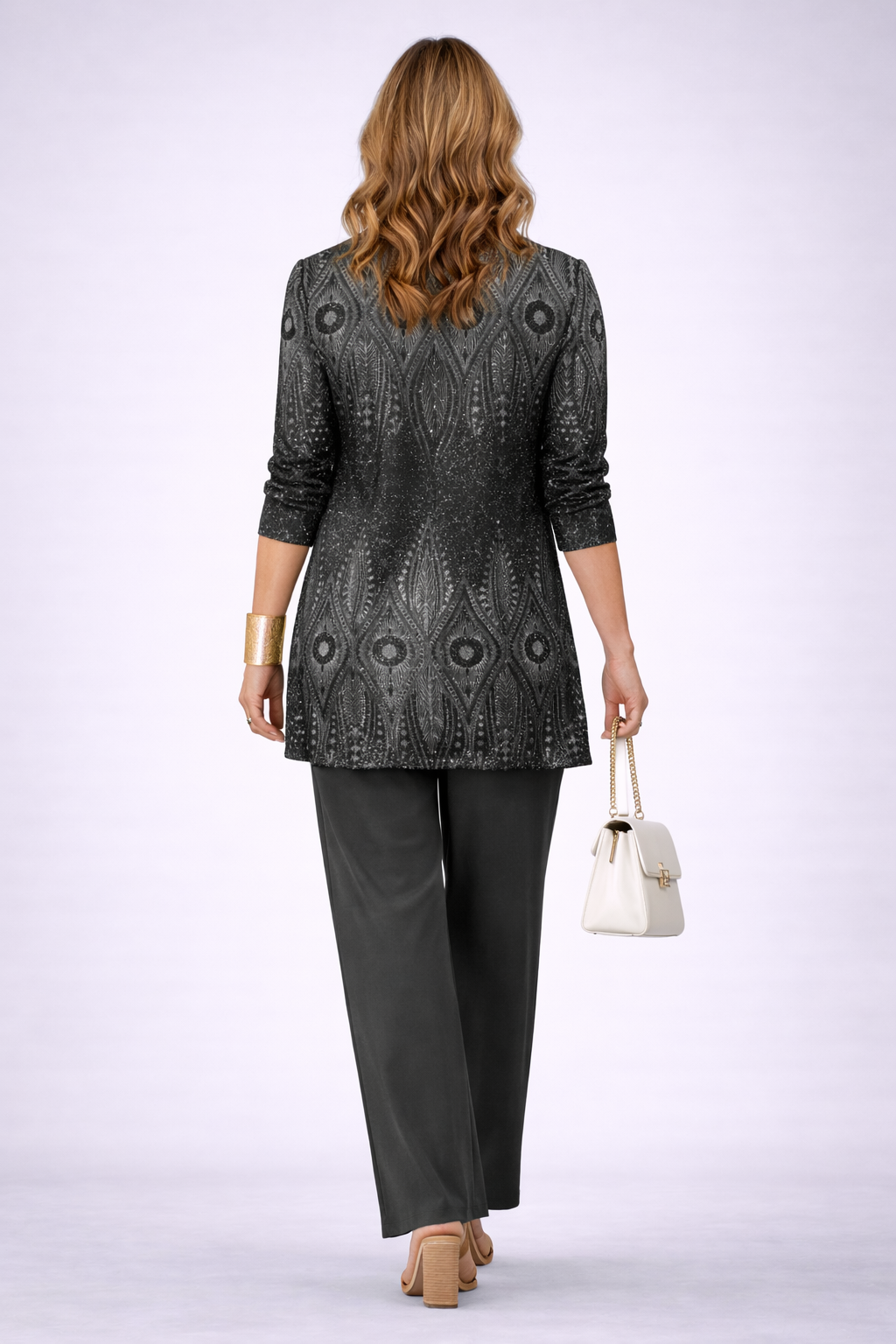 Completo tre pezzi con cardigan lungo nero - Alessia Velluti