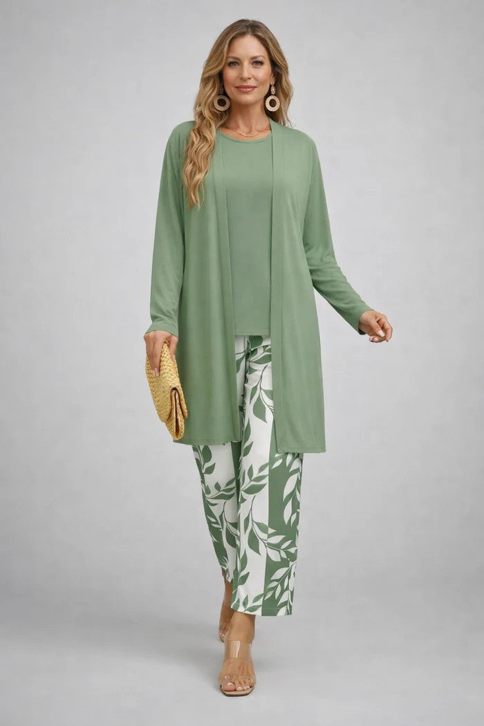 Completo tre pezzi con cardigan lungo fantasia - Alessia Velluti