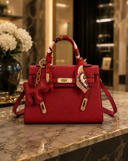 Margot | Borsa a Mano Strutturata con Foulard e Ciondolo