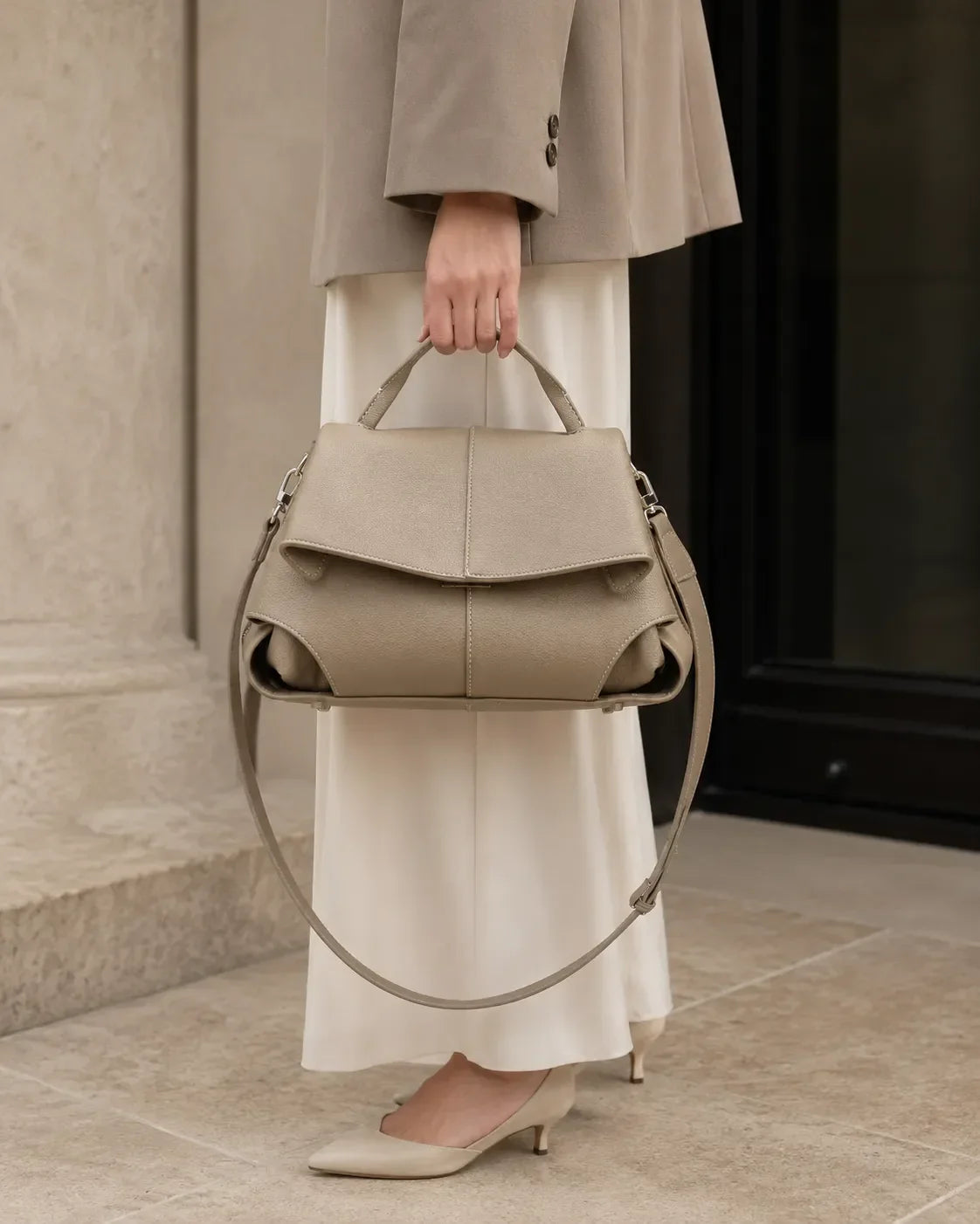 Runa | Borsa Satchel a Pieghe Scolpite