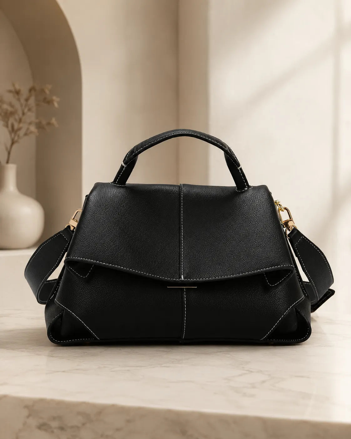 Runa | Borsa Satchel a Pieghe Scolpite