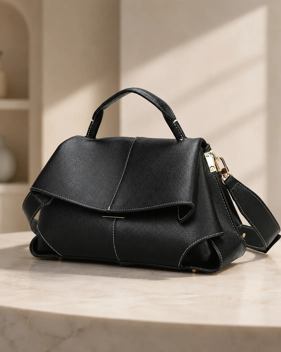 Runa | Borsa Satchel a Pieghe Scolpite