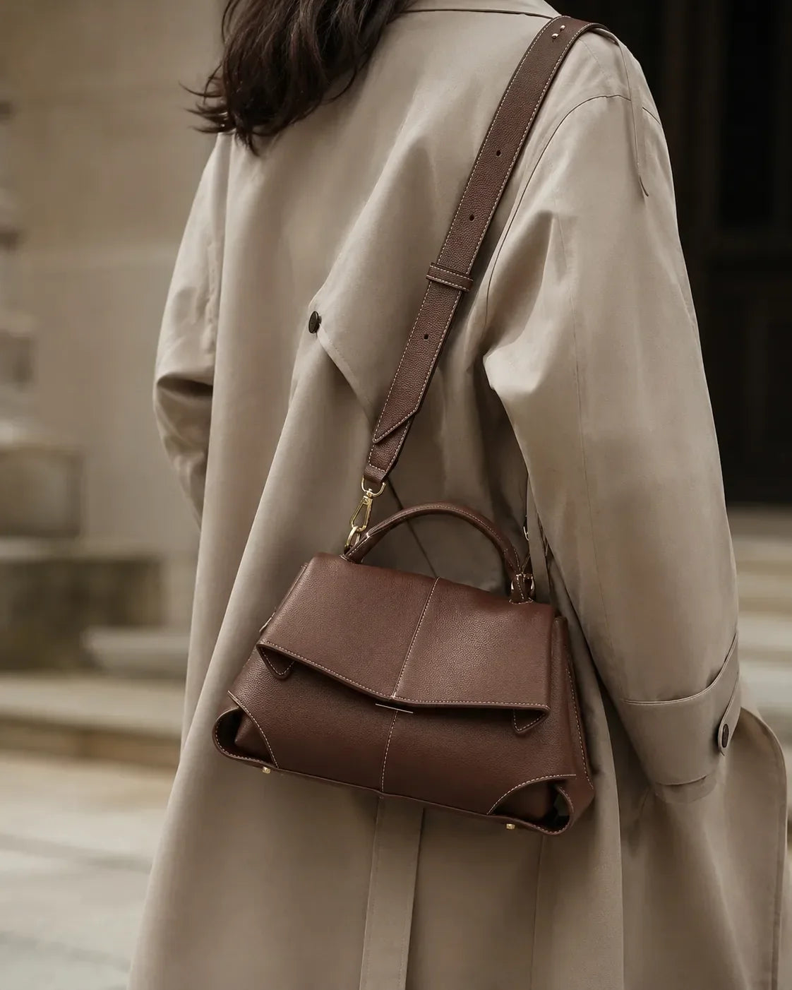 Runa | Borsa Satchel a Pieghe Scolpite