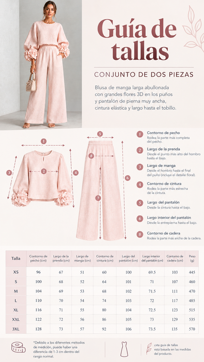 Completo con top dai polsini floreali e pantaloni ampi | Alessia Velluti