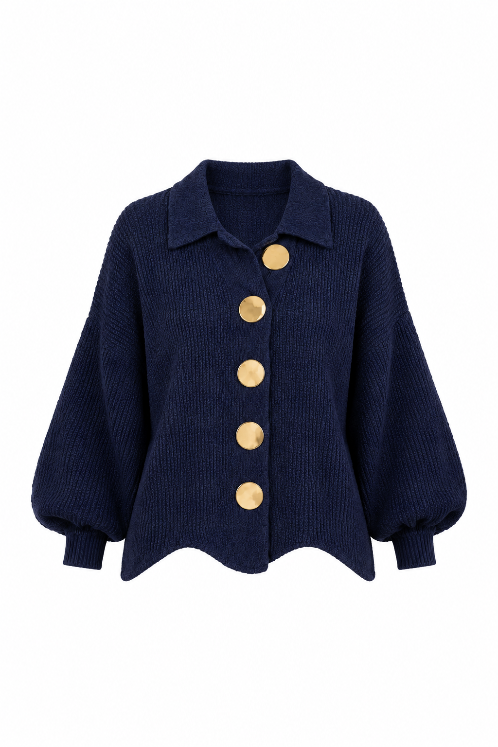 Cervinia | Cardigan in maglia con maniche a palloncino e bottoni dorati | Alessia Velluti