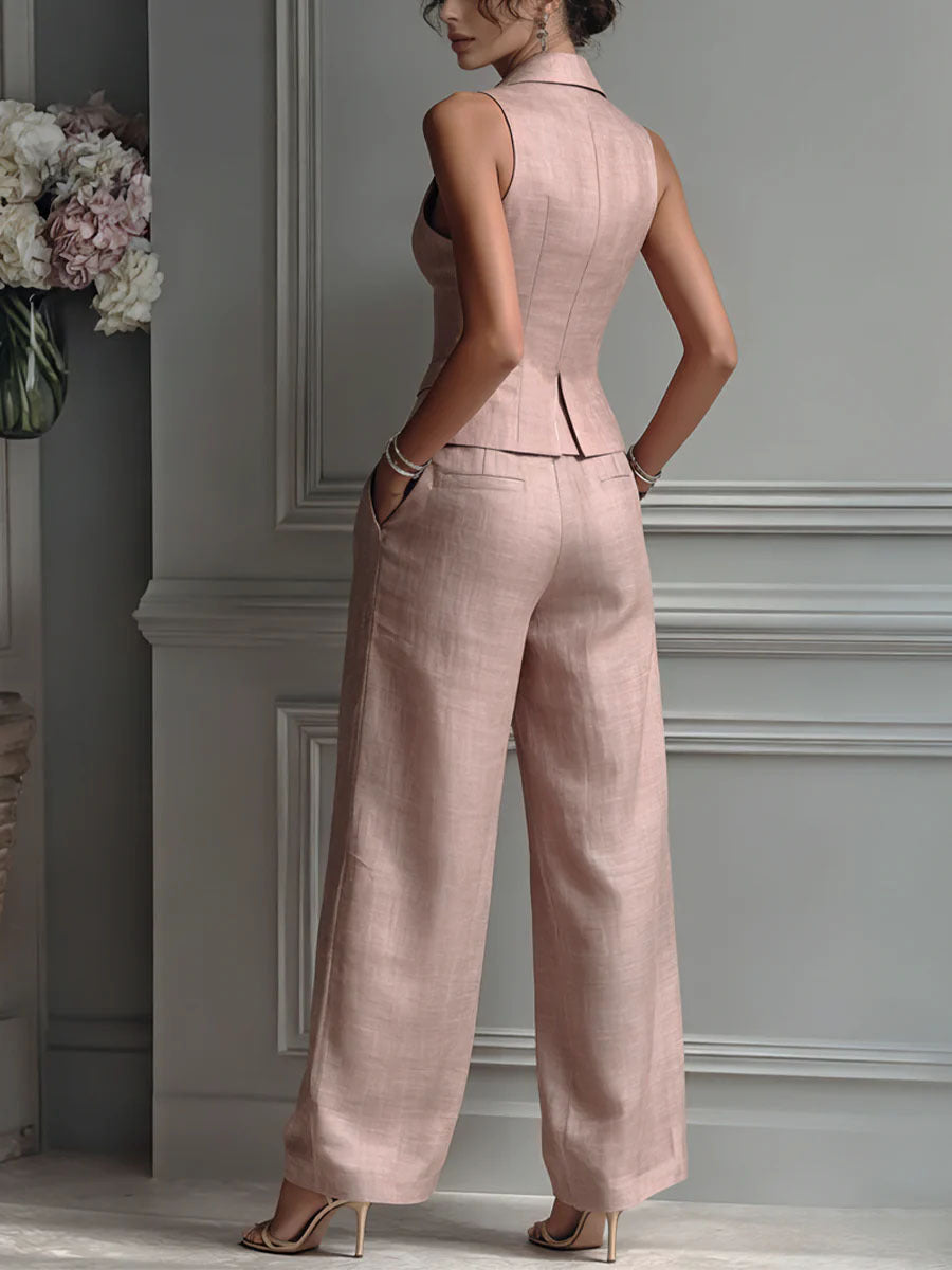 Charlotte | Ensemble deux pièces boutonné con col en V per donna