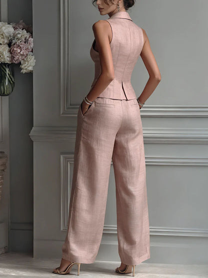 Charlotte | Ensemble deux pièces boutonné con col en V per donna
