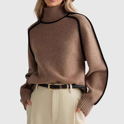 Donna | Maglione con collo alto e profili a contrasto - Alessia Velluti