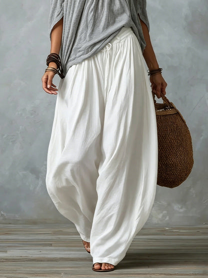 Marta | Completo de Top Blanco Off-the-shoulder y Pantaloni Lantern Holgados