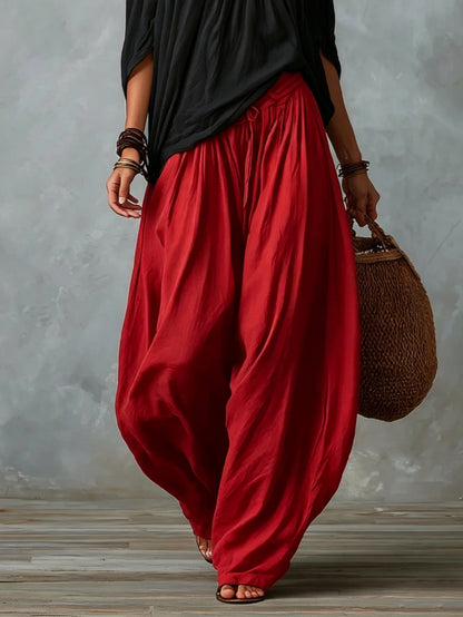 Marta | Completo de Top Blanco Off-the-shoulder y Pantaloni Lantern Holgados
