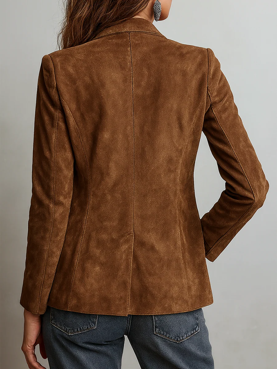 Blazer marrone con cuciture a contrasto - Alessia Velluti