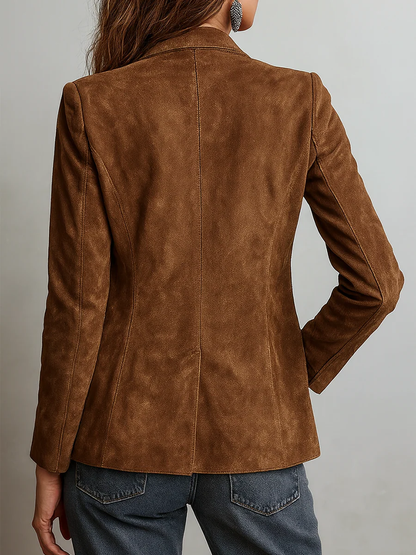 Blazer marrone con cuciture a contrasto - Alessia Velluti