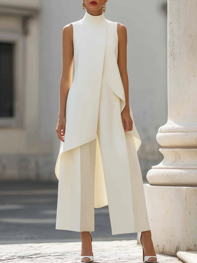 Completo con gilet lungo asimmetrico e pantaloni ampi | Alessia Velluti