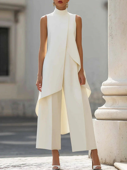 Completo con gilet lungo asimmetrico e pantaloni ampi | Alessia Velluti