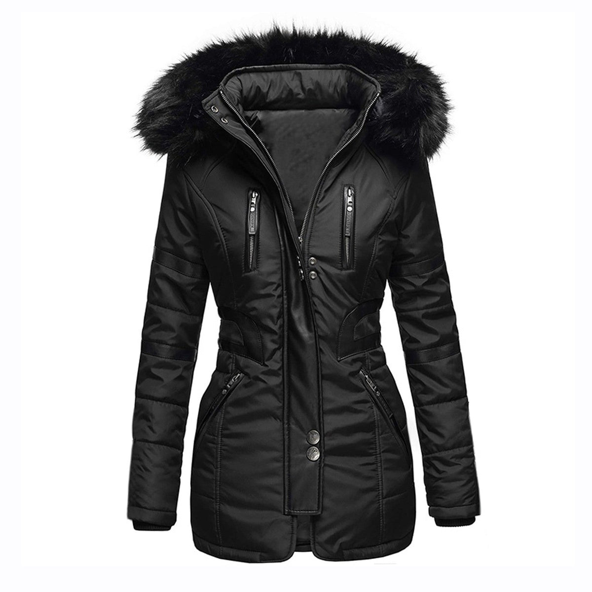 Celeste | Parka invernale con cappuccio e bordo effetto pelliccia - Alessia Velluti