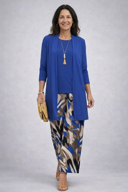 Completo tre pezzi con cardigan lungo fantasia - Alessia Velluti